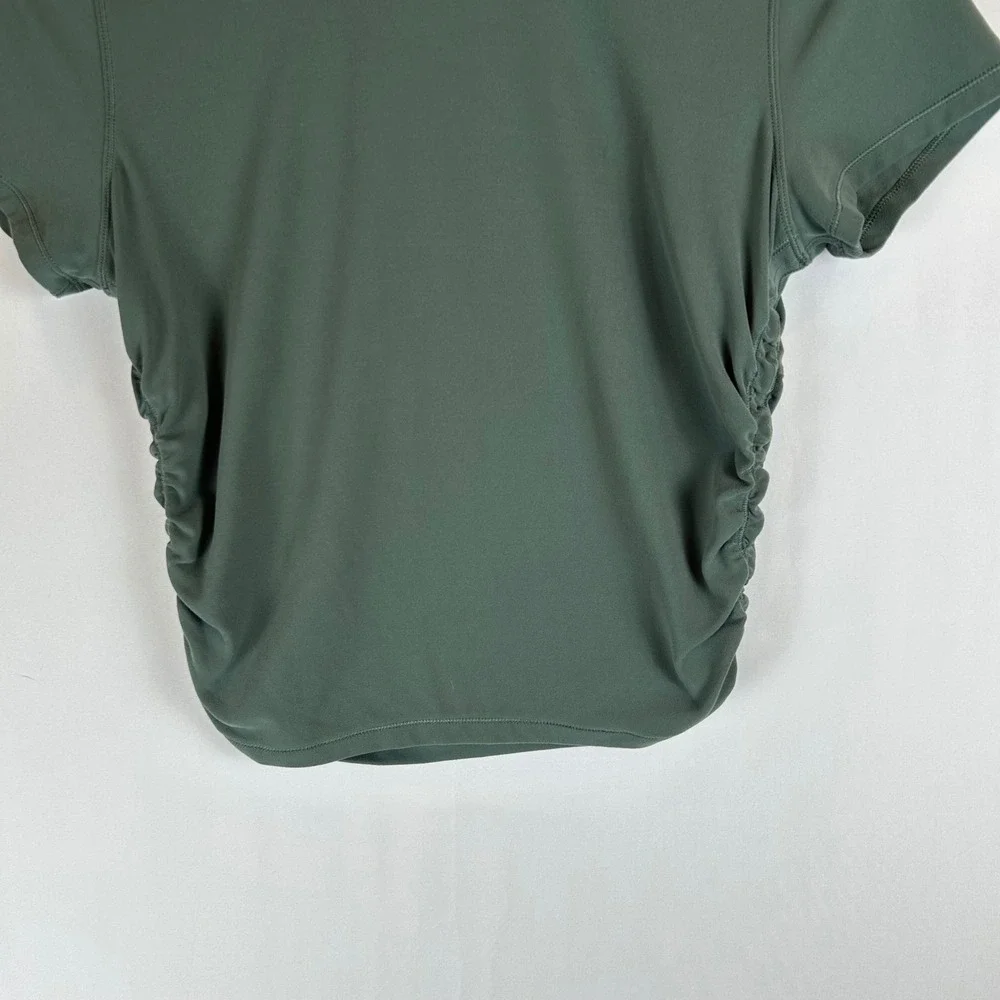 Lululemon All It Takes Short Sleeve T-Shirt Ruched Side Green Slim Fit - Picture 4 of 7